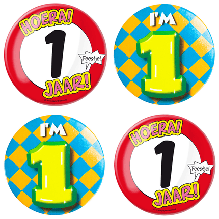 1 Jaar Buttons - Partywinkel