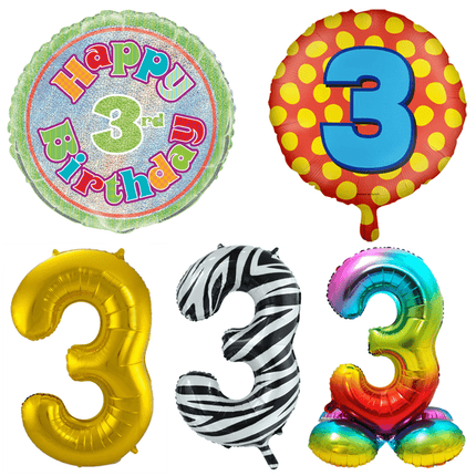3 Jaar Folie Ballonnen - Partywinkel