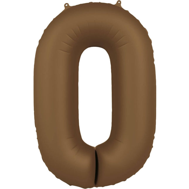 0 Jaar Cijfer Ballon Bruin Mat 86cm van Folat koop je bij Partywinkel