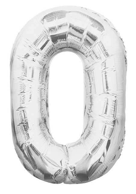0 Jaar Cijfer Ballon Zilver Leeg 86cm van Unique koop je bij Partywinkel