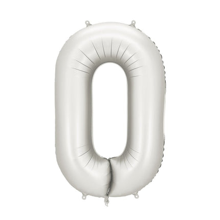0 Jaar Cijfer Ballon Zilver Satijn Folie Leeg 86cm van Partydeco koop je bij Partywinkel
