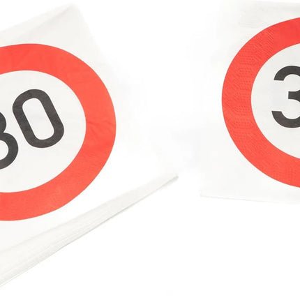 30 år – Servetter med trafikskyltmotiv, 33 cm, 20 st
