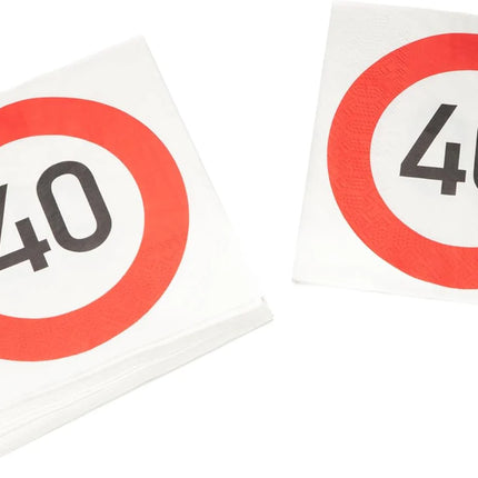 40 år – Servetter med trafikskyltmotiv, 33 cm, 20 st
