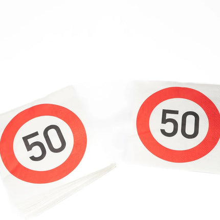 50 år – Servetter med trafikskyltmotiv, 33 cm, 20 st