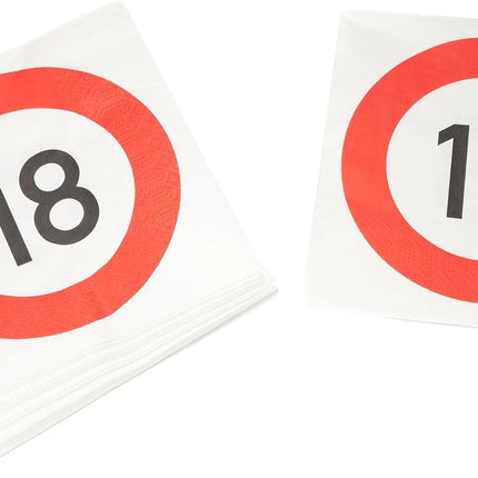 18 år Servetter med trafikskyltmotiv 33 cm 20 st