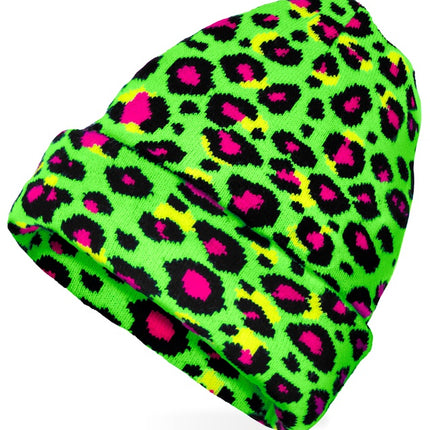 Mössa Leopard Neon Grön