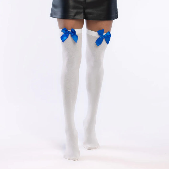 Par strumpor Bow vit/blå