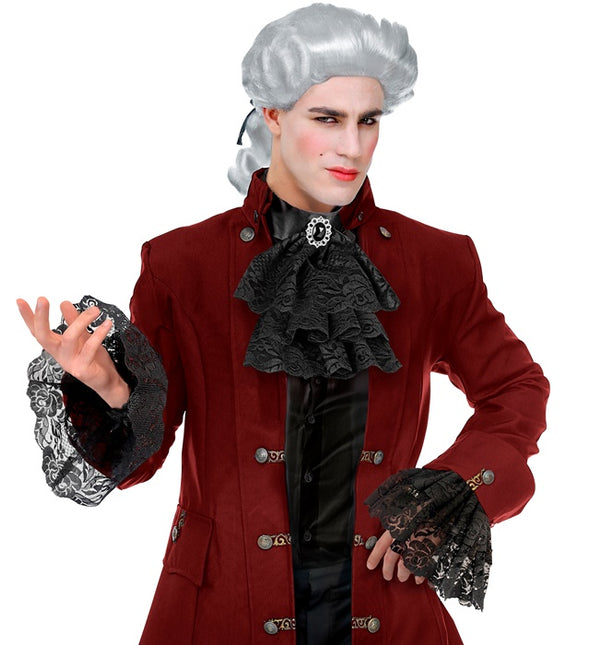 SPETSJABOT MED ÄDELSTENAR OCH MANSCHETTER - SVART