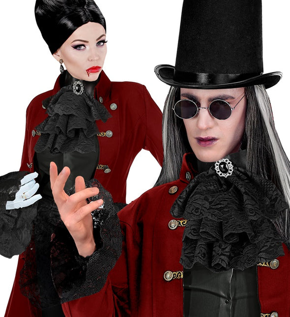 SPETSJABOT MED ÄDELSTENAR OCH MANSCHETTER - SVART