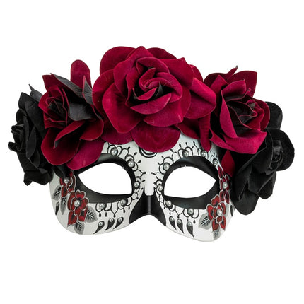 Ögonmask Day of the Dead - Svarta och röda rosor