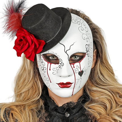 MASK TEATER BLÖDANDE KVINNA MED HATT
