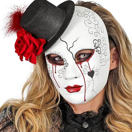 MASK TEATER BLÖDANDE KVINNA MED HATT