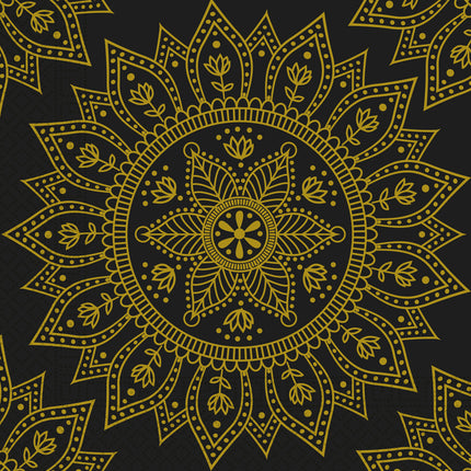Guld Svart Servetter Mandala 33cm 20st
