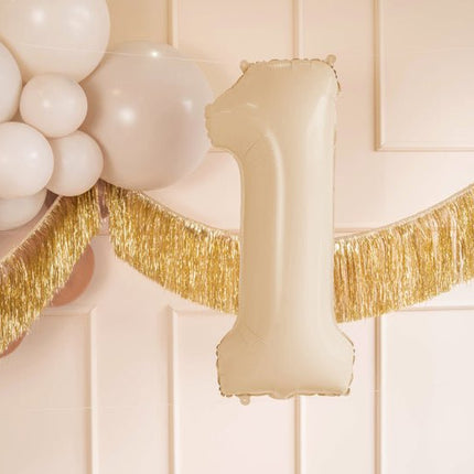 1 Jaar Cijfer Ballon Beige Leeg 72cm van Partydeco koop je bij Partywinkel