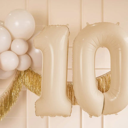 1 Jaar Cijfer Ballon Beige Leeg 72cm van Partydeco koop je bij Partywinkel