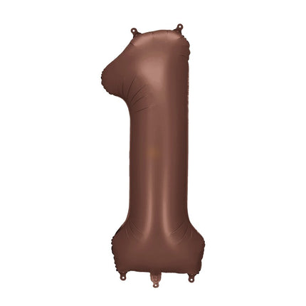 1 Jaar Cijfer Ballon Bruin Leeg 86cm van Partydeco koop je bij Partywinkel