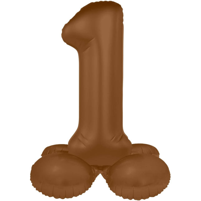 1 Jaar Cijfer Ballon Bruin Mat 72cm van Folat koop je bij Partywinkel