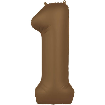 1 Jaar Cijfer Ballon Bruin Mat 86cm van Folat koop je bij Partywinkel