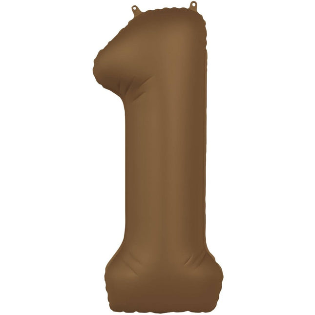 1 Jaar Cijfer Ballon Bruin Mat 86cm van Folat koop je bij Partywinkel