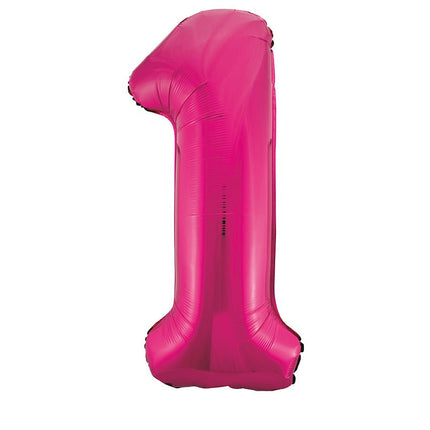 1 Jaar Cijfer Ballon Fuchsia Leeg 86cm van Unique koop je bij Partywinkel
