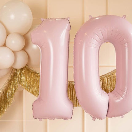 1 Jaar Cijfer Ballon Lichtroze Leeg 72cm van Partydeco koop je bij Partywinkel