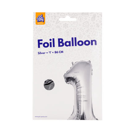 1 Jaar Cijfer Ballon Zilver Leeg 86cm van Paper Dreams koop je bij Partywinkel