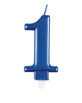 1 Jaar Kaars Blauw 9cm van Unique koop je bij Partywinkel