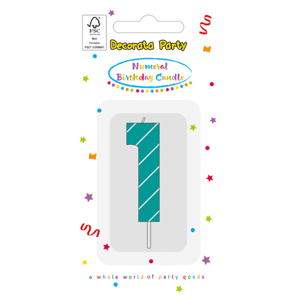 1 Jaar Kaars Lichtblauw van Procos koop je bij Partywinkel