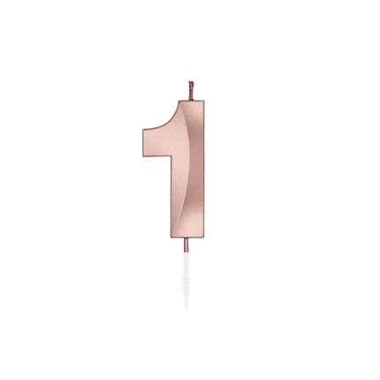 1 Jaar Kaars Rose Goud Metallic 6cm van WeFiesta koop je bij Partywinkel