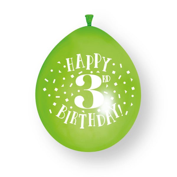 10 stuks Happy 3rd Birthday 23cm latex ballonnen van Unique koop je bij Partywinkel