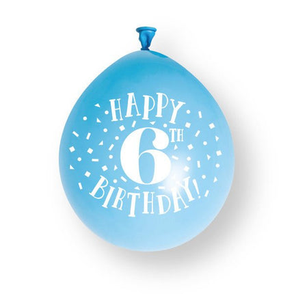 10 stuks Happy 6th Birthday 23cm latex ballonnen van Unique koop je bij Partywinkel