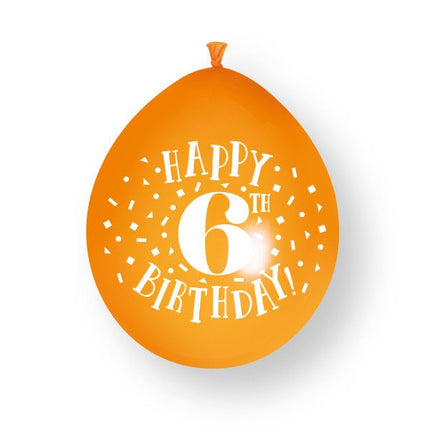 10 stuks Happy 6th Birthday 23cm latex ballonnen van Unique koop je bij Partywinkel