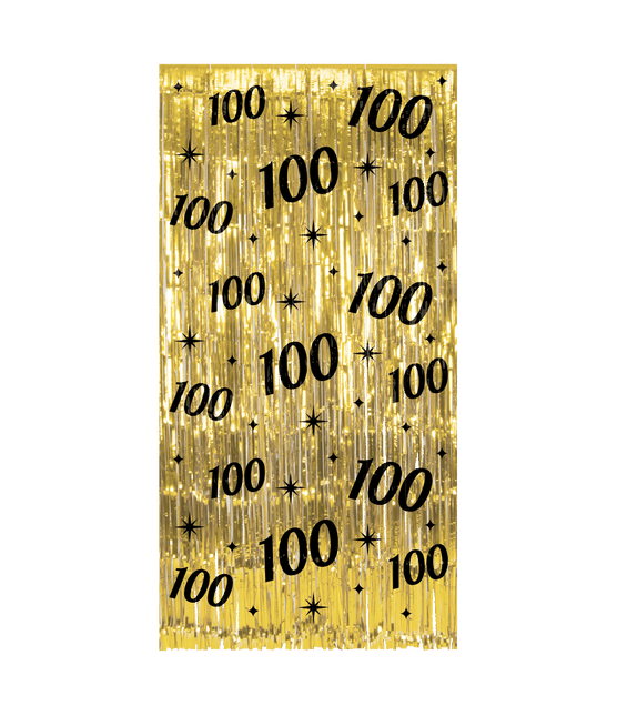 100 Jaar Deurgordijn Goud Zwart van Paper Dreams koop je bij Partywinkel
