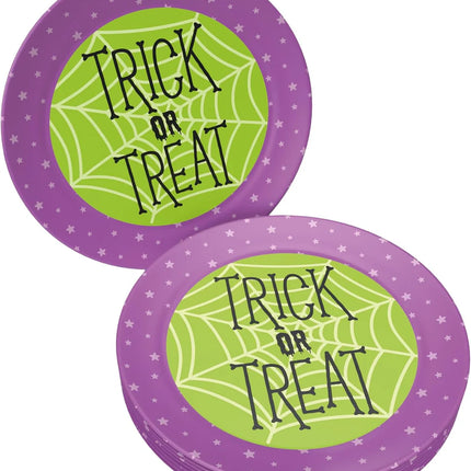 Halloween-tallrikar, lila och gröna, ”Trick or Treat”, 23 cm, 8 st