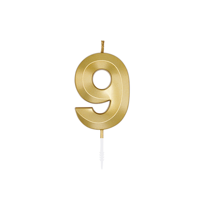 9-års-ljus, guldmetallic, 6 cm