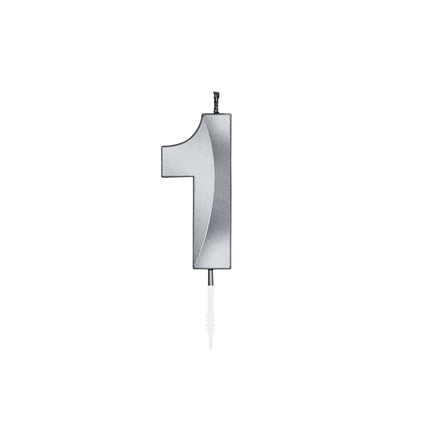 1-års-ljus, silvermetallic, 6 cm