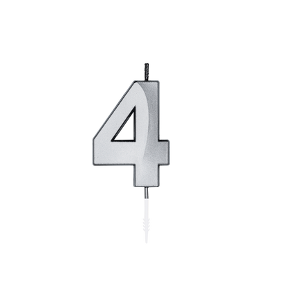 4-års-ljus, silvermetallic, 6 cm