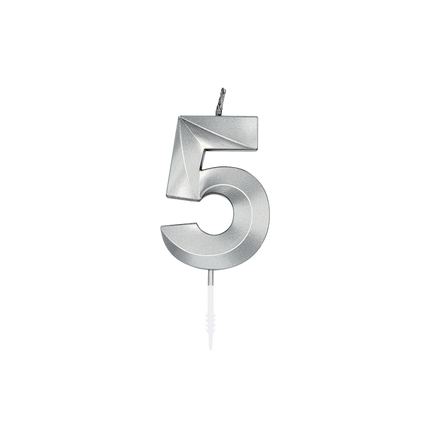 5-års-ljus, silvermetallic, 6 cm
