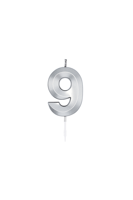 9-års-ljus, silvermetallic, 6 cm