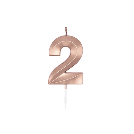 2-årsljus i roséguldmetallic, 6 cm