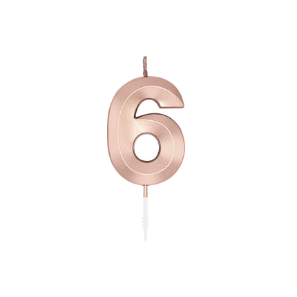 6-års-ljus, roséguld metallic, 6 cm