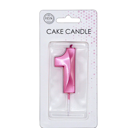 1-års-ljus, rosa metallic, 6 cm