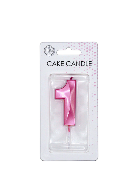 1-års-ljus, rosa metallic, 6 cm