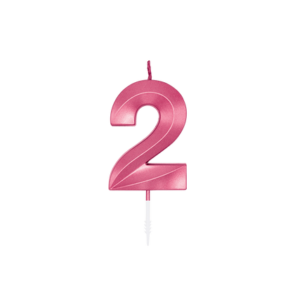 2-års-ljus, rosa metallic, 6 cm