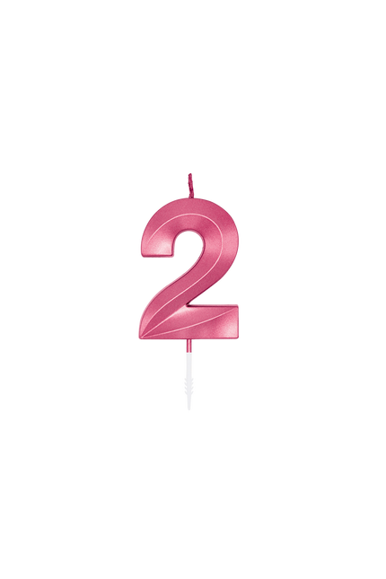 2-års-ljus, rosa metallic, 6 cm