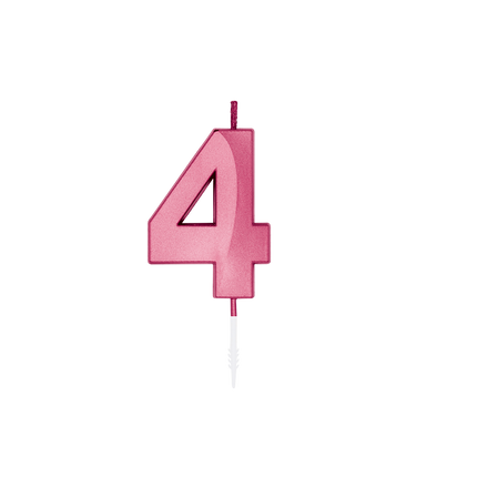 4-års-ljus, rosa metallic, 6 cm
