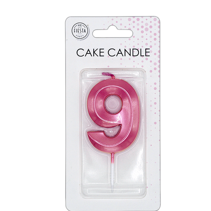 9-års-ljus, rosa metallic, 6 cm
