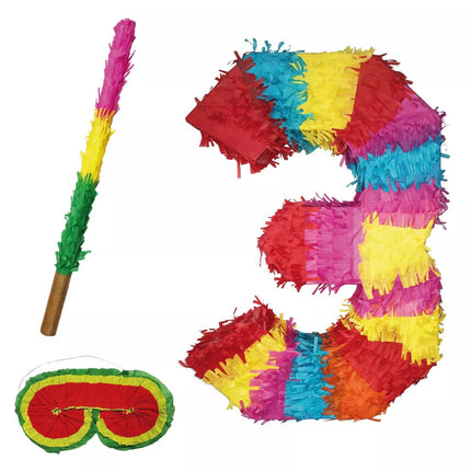 Siffra 3 Piñata-set, 3 delar, 45 cm
