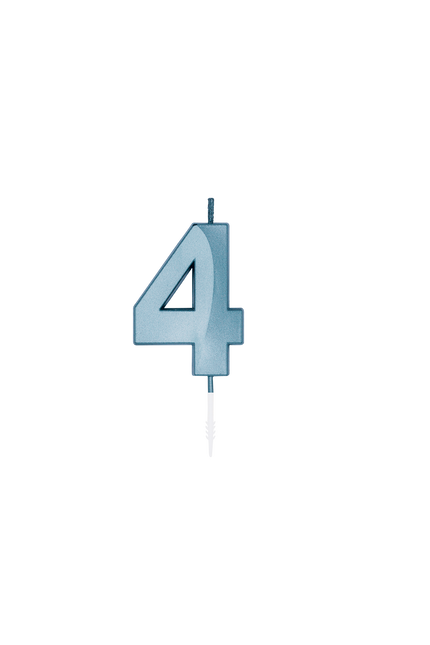 4-års-ljus, blå metallic, 6 cm