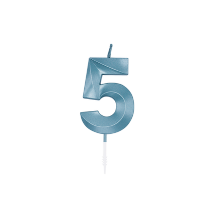 5-års-ljus, blå metallic, 6 cm
